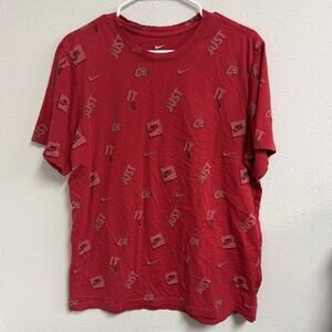 Nike Medallion Basketball Shirt Youth Large Short Sleeve All Over Print Red